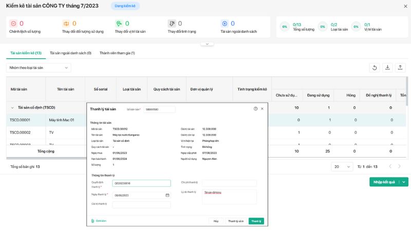 Thanh lý/Kiểm kê